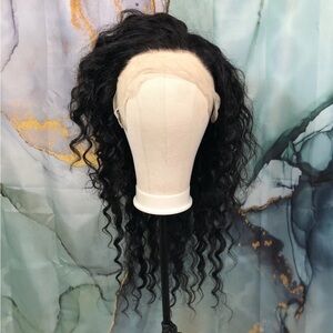 100% Human Hair Wig 28 Inch Natural Black Deep Curly 13x4 Preplucked Lace Front